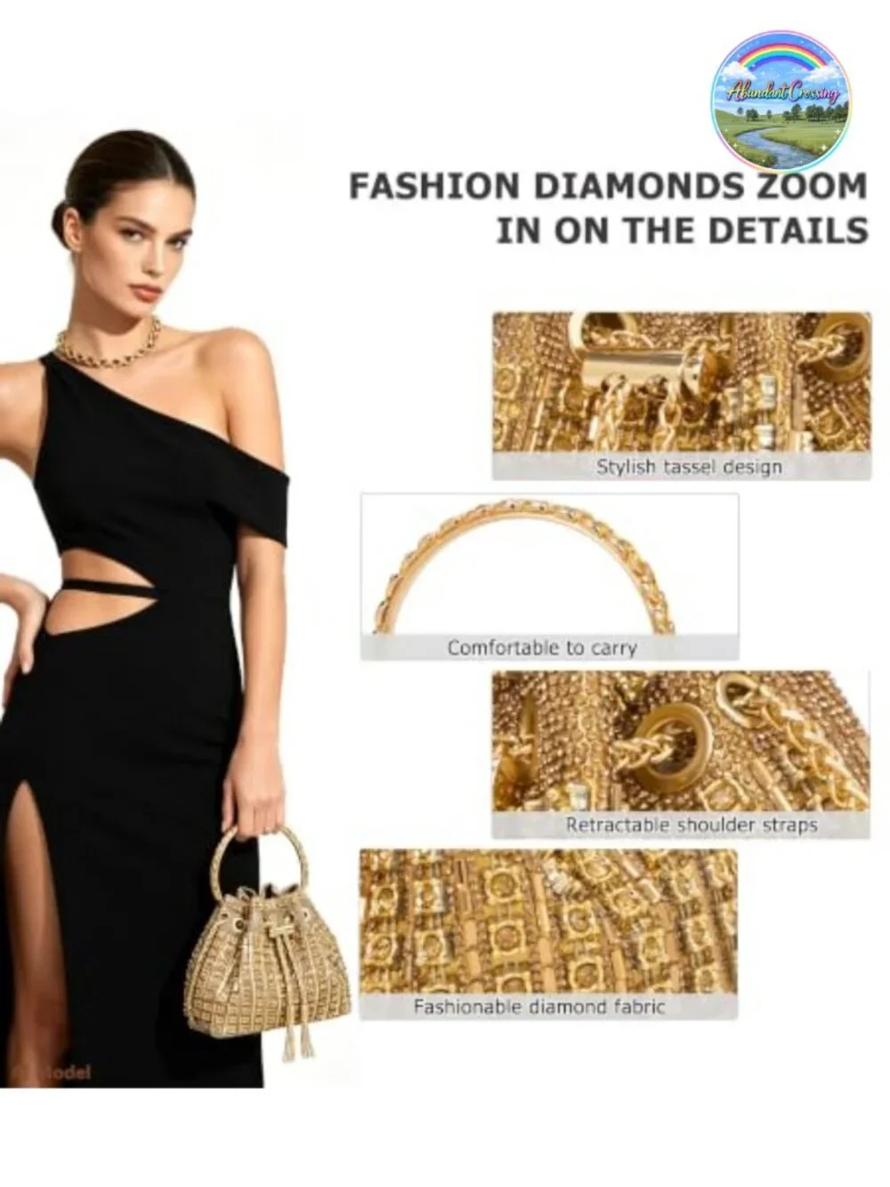 Sparkly Rhinestone Clutch Purse Evening Bag with Chain Handbag Women's
